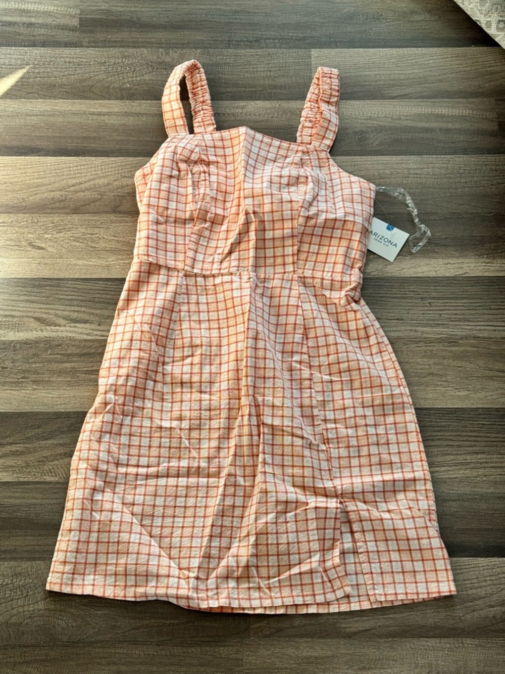 Arizona Jean Company Peach Plaid Mini Dress